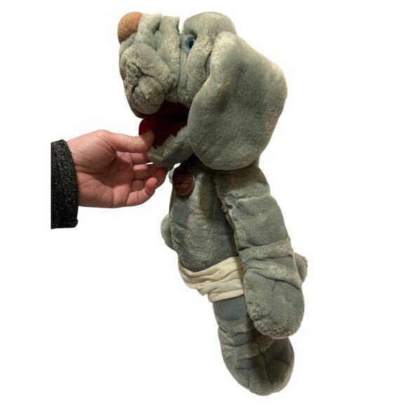 Vintage 1981 Ganzbros Wrinkles Dog Stuffed Puppet Hand Plush Animal Toy Grey 18” - Picture 5 of 9
